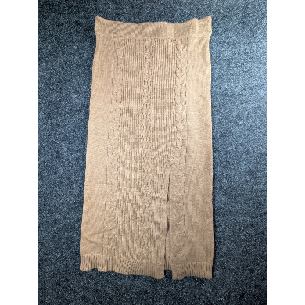 Calvin Klein Cable Knit Sweater Skirt Camel Tan Midi Pencil Stretch Women's S